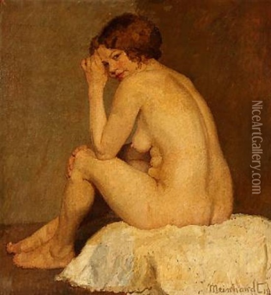 Seated Nude Female Oil Painting - Walter Meinhardt