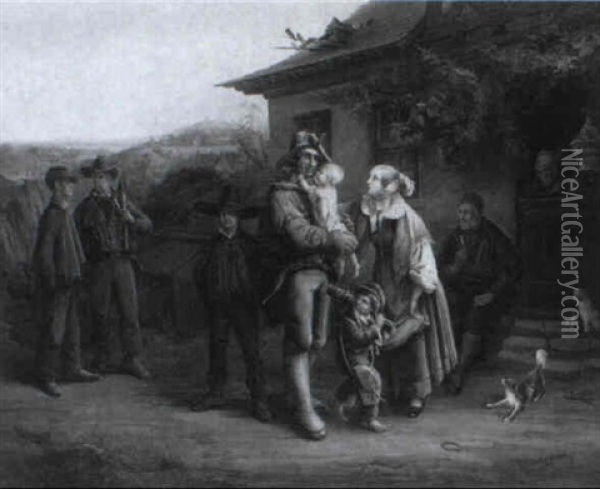 Die Gluckliche Heimkehr Des Bergmannes Zu Seiner Familie Oil Painting - Adolf Blankenburg