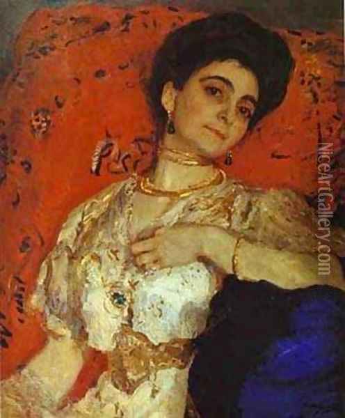 Portrait Of Maria Akimova 1908 Oil Painting - Valentin Aleksandrovich Serov