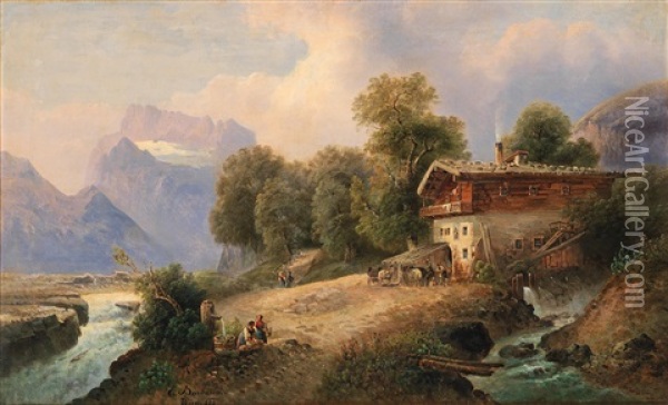 Near Berchtesgaden Oil Painting - Emil Barbarini