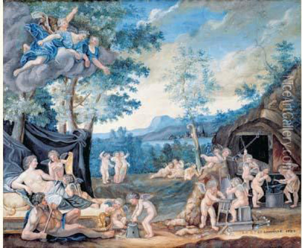 La Forge De Vulcain Oil Painting - E., Comte De Lubersac