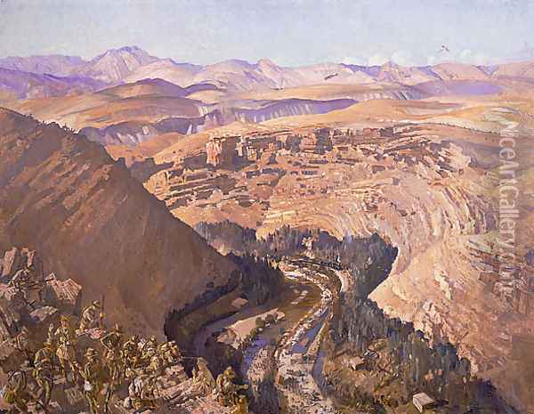 Barada Gorge, 30 September 1918 Oil Painting - George Lambert