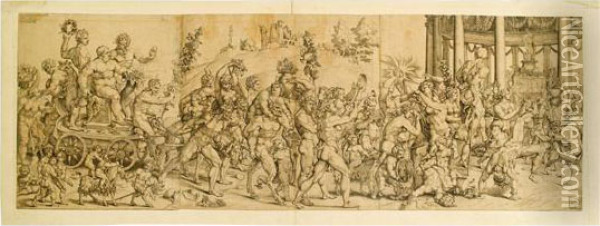 Triumph Of Bacchus And Silenus. Oil Painting - Cornelis Bol
