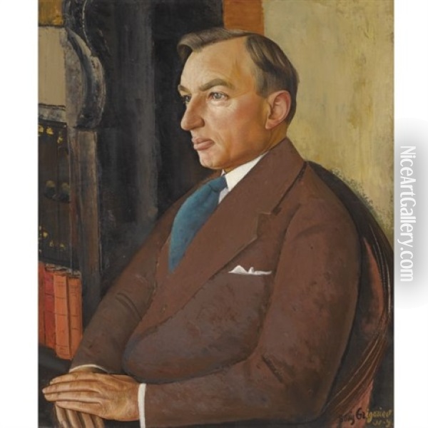Portrait Of Isidor Polivnick Oil Painting - Boris Dmitrievich Grigoriev