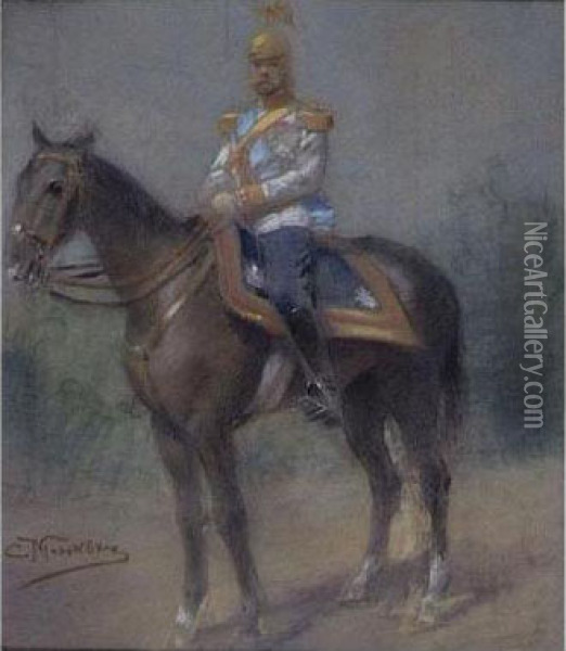 Tsar Nicholas Ii On Horseback Oil Painting - Konstantin Egorovich Egorovich Makovsky