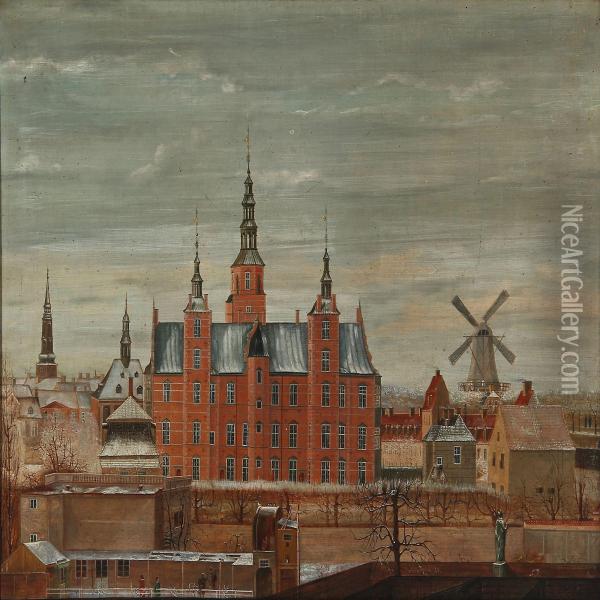 A View Towards Rosenborg Castle, Copenhagen Oil Painting - Carl Ferdinand Eichmuller