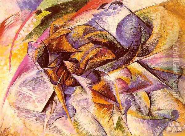 Cyclist Oil Painting - Umberto Boccioni