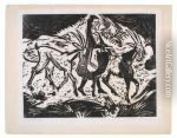 Madchen Mit Ziegen Oil Painting - Ernst Ludwig Kirchner