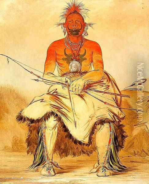 Buffalo Bull A Grand Pawnee Warrior 1832 Oil Painting - George Catlin