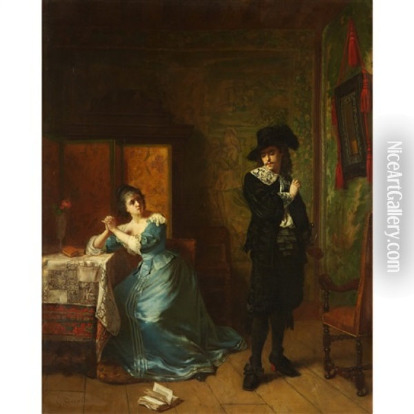 The Cavalier's Proposal Oil Painting - Eugene Accard