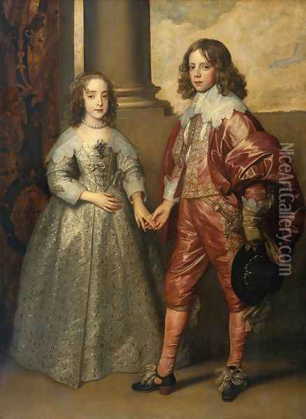 William II, Prince of Orange and Princess Henrietta Mary Stuart, daughter of Charles I of England Oil Painting - Sir Anthony Van Dyck