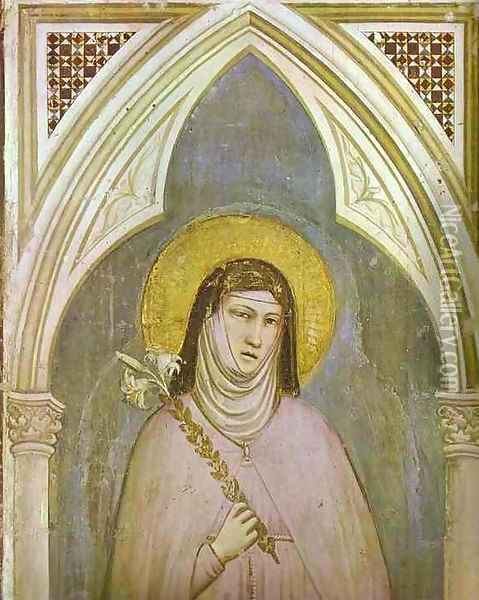 St Claire Detail 1320s Oil Painting - Giotto Di Bondone