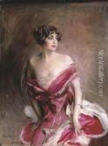 La Dame De Biarritz (mlle. Gillespie) Oil Painting - Giovanni Boldini