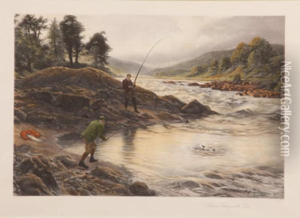 Salmon Fishing On The Dee Oil Painting - Joseph Farquharson