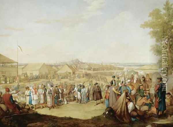 Visit of Emperor Nicholas I to the Market at Nizhny Novgorod in 1836 Oil Painting - George Emmanuel Opitz