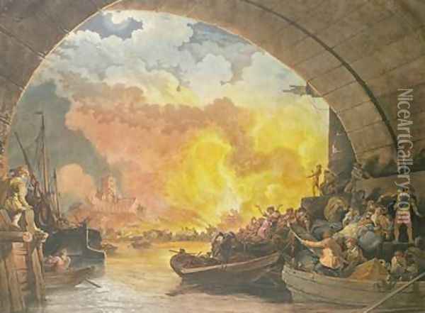 The Great Fire of London Oil Painting - Loutherbourg, Philippe de