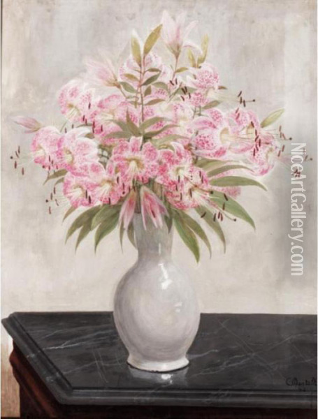 Bouquet De Lys Oil Painting - Constant Montald