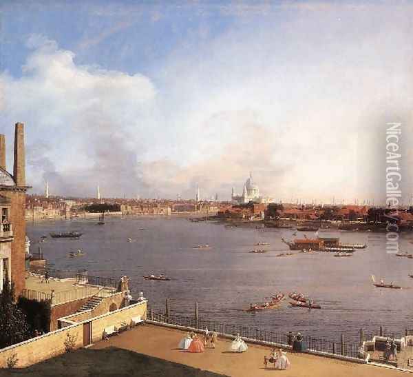 London The Thames And The City Of London From Richmond House Oil Painting - (Giovanni Antonio Canal) Canaletto