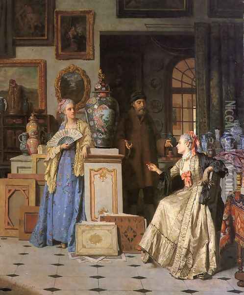At the Antiquarian's Oil Painting - Jean Carolus