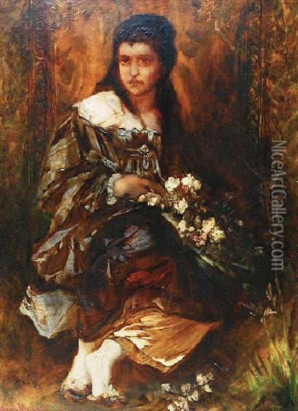 Dziewczyna Z Kwiatami Oil Painting - Hans Makart