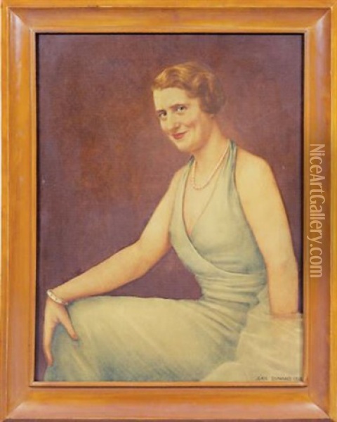 Portrait De Madame Taillon Oil Painting - Jean Dunand