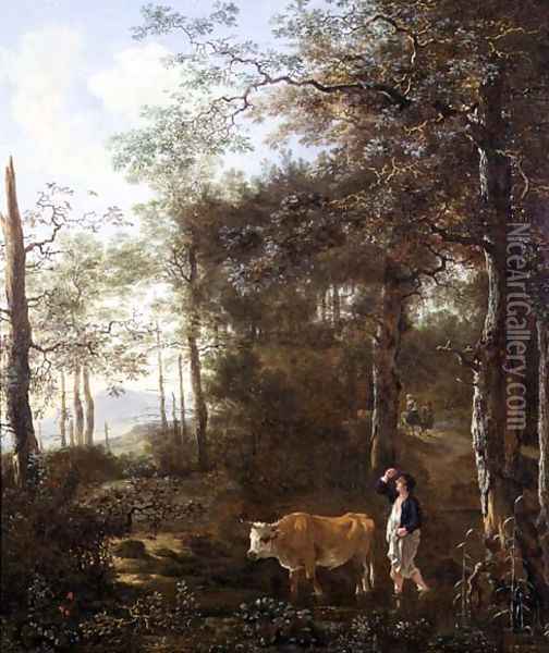 Cowherd in a Clearing Oil Painting - Adam Pynacker