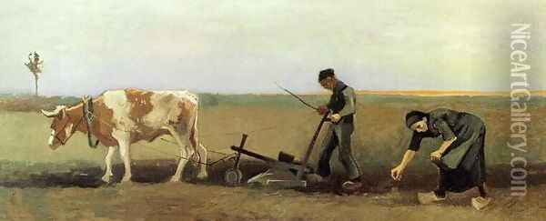Potato Planting Oil Painting - Vincent Van Gogh
