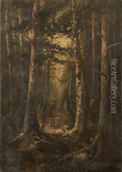 Forestscape Oil Painting - Iulii Iul'evich (Julius) Klever