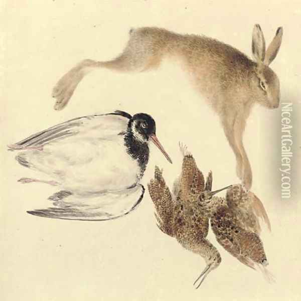 Study of dead game woodcock, oyster catcher and hare Oil Painting - Joseph Mallord William Turner