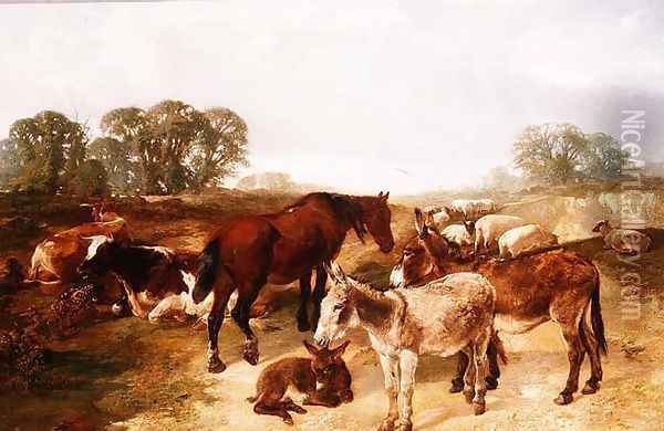 A gathering on Hampstead Heath Oil Painting - Henry Weekes