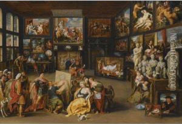 Alexander The Great Visiting The Studio Of Apelles Oil Painting - Willem van Haecht
