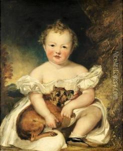 Portrait Of Master Stanhope With His Dog Oil Painting - George Henry Harlow