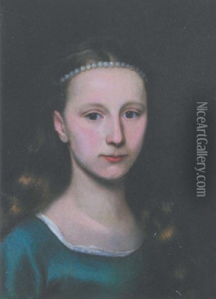 Portrait De Jeune Fille Oil Painting - Johann Ulrich Mayr