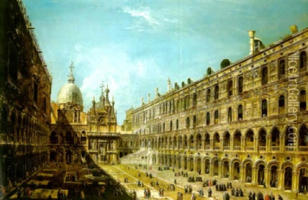 The Courtyard Of The Doge's Palace, Venice Oil Painting - Michele Marieschi