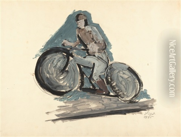 Motorcyclist Oil Painting - Helmut vom (Kolle) Huegel