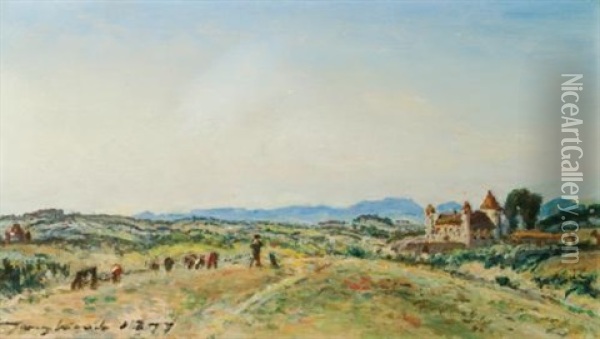 Le Chateau De Virieu-sur-bourbre, Isere Oil Painting - Johan Barthold Jongkind