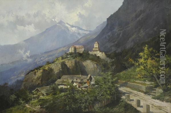 Veduta Di Castel Tirolo Oil Painting - Thomas Guggenberger