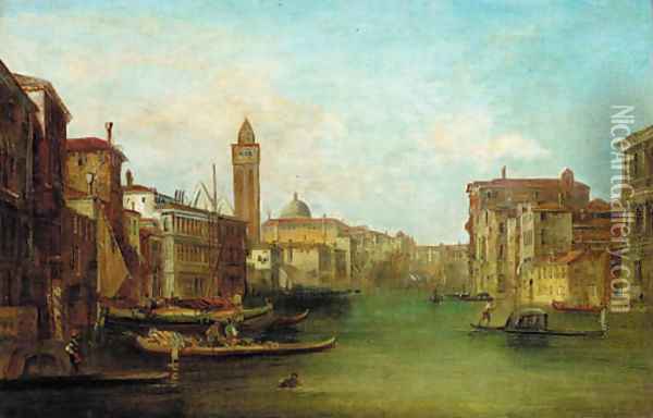 Gondolas on a Venetian Canal Oil Painting - Alfred Pollentine