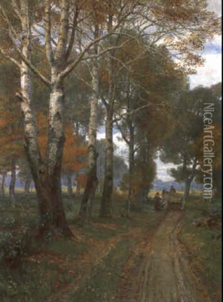 Begegnung Im Herbstwald Oil Painting - Hugo Darnaut
