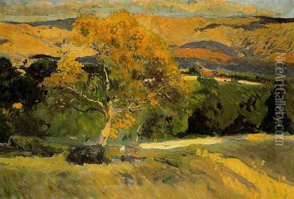 Yellow tree, The Farm Oil Painting - Joaquin Sorolla Y Bastida