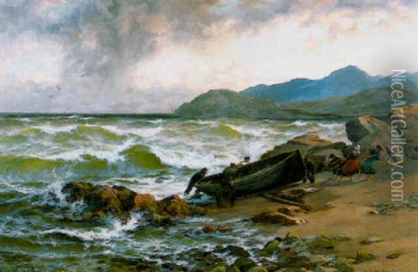 Evening, Carhlas Bay, Connemara Oil Painting - Thomas Rose Miles
