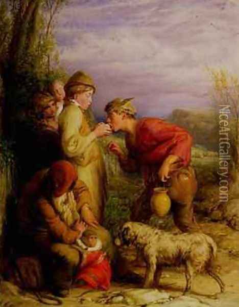 Giving a bite Oil Painting - William Mulready
