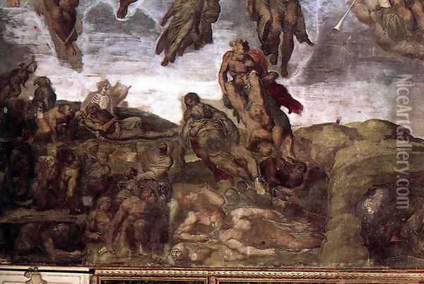 Last Judgment (detail-15) 1537-41 Oil Painting - Michelangelo Buonarroti