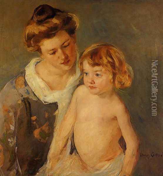 Jules Standing By His Mother Oil Painting - Mary Cassatt