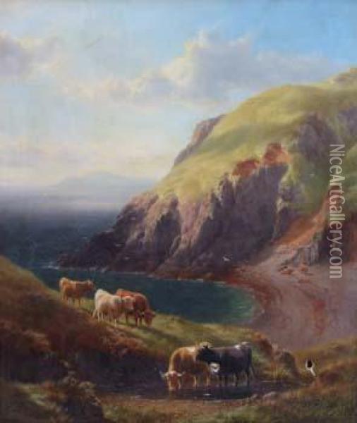 Rhos Porthychain, 
Looking North Oil Painting - William Davies
