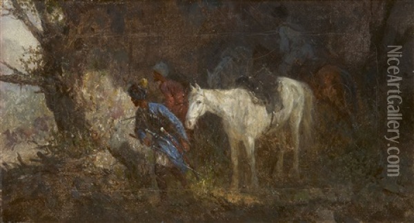 L'embuscade Oil Painting - August Xaver Carl von Pettenkofen