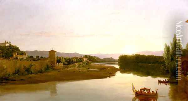 Sunset on the Arno Oil Painting - Thomas Cole