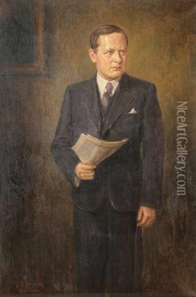 A Portrait Of Prof. Jaroslav Alois Malkovsky Oil Painting - Franz Bohumil Doubek