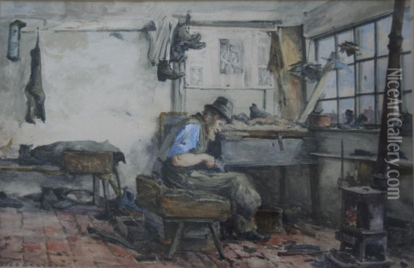 The Old Shoemaker Oil Painting - Jules Lessore