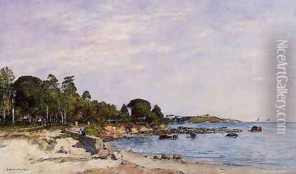 Juan-les-Pins, the Bay and the Shore Oil Painting - Eugene Boudin